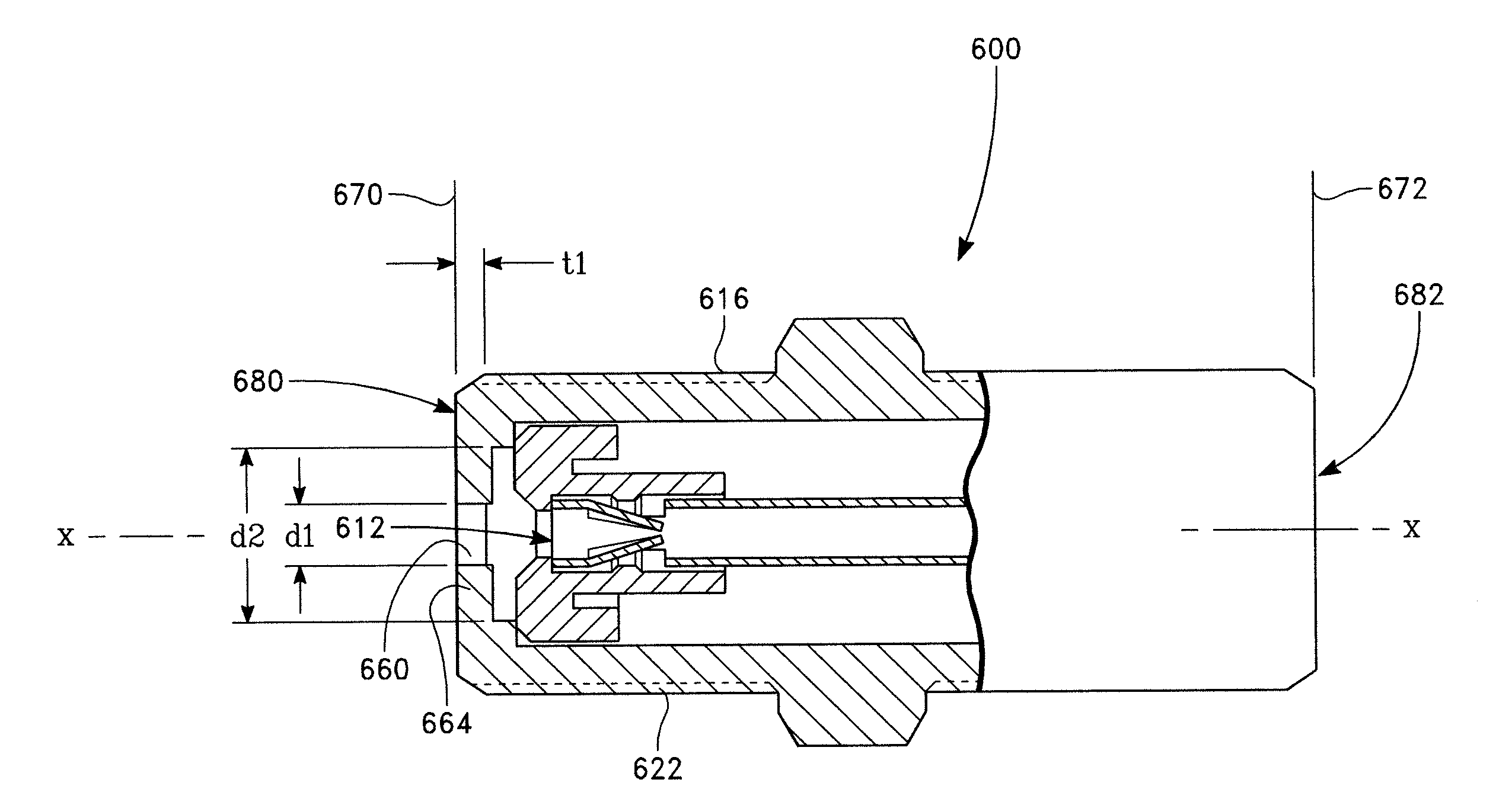 Coaxial connector with ingress reduction shield