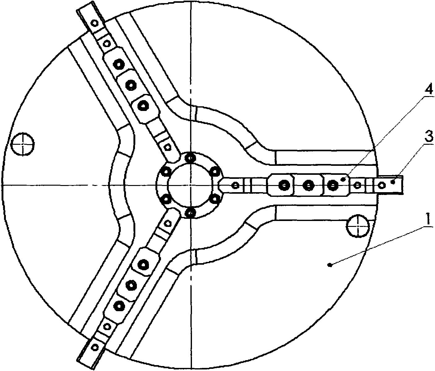 Self-centering power chuck of circular arc-shaped groove