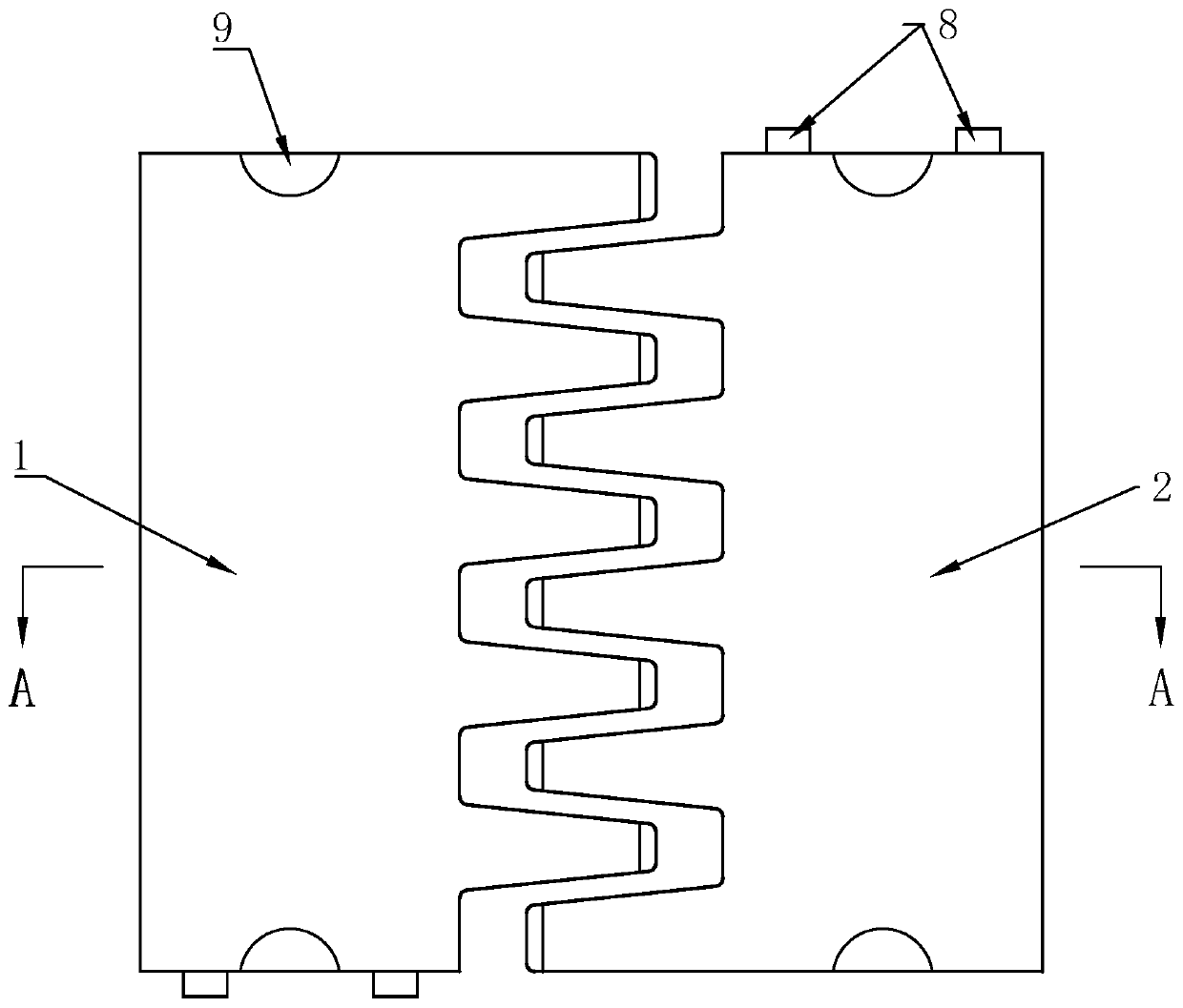 Expansion joint for perforation joint stiffening type multidirectional displacement comb plate