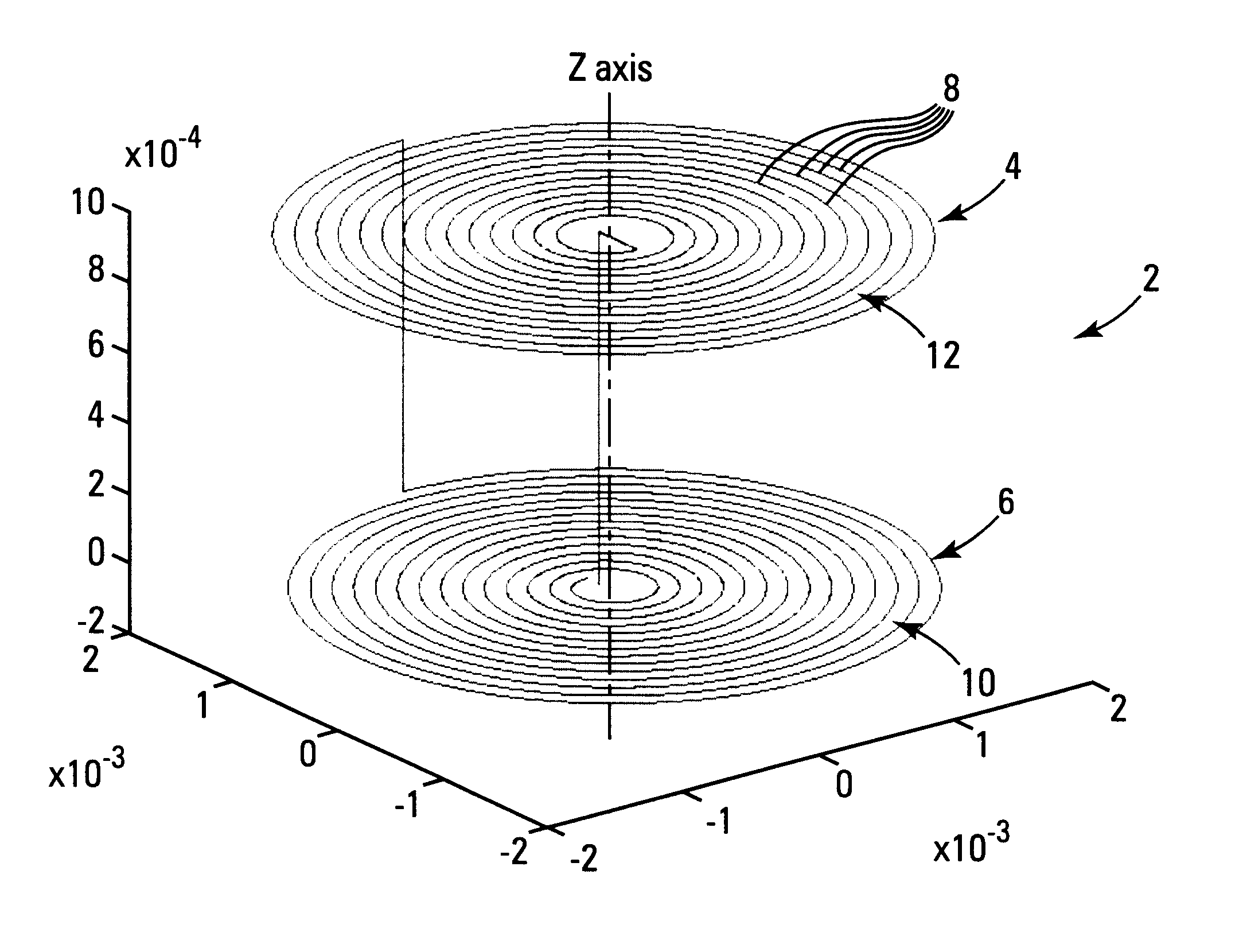 Microcoil device with a forward field-of-view for large gain magnetic resonance imaging