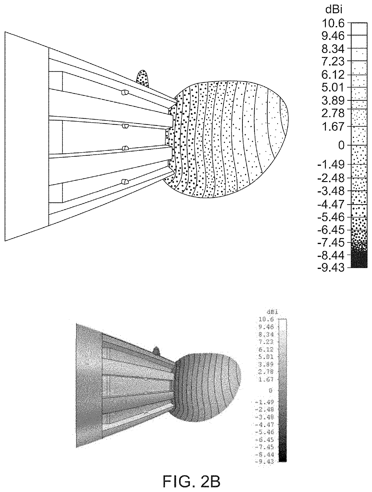 Multi-element antenna conformed to a conical surface