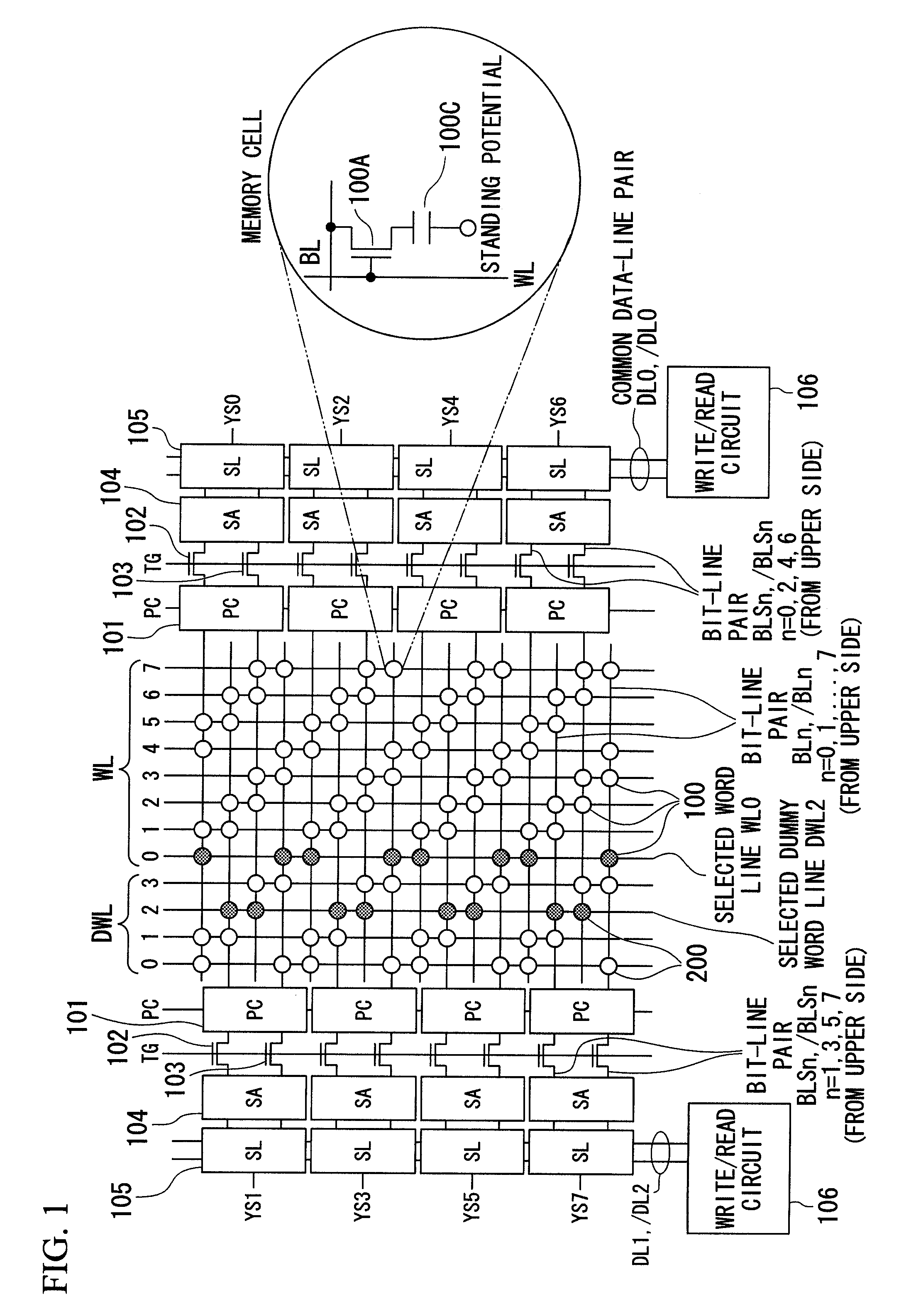 Semiconductor memory device for precharging bit lines except for specific reading and writing periods