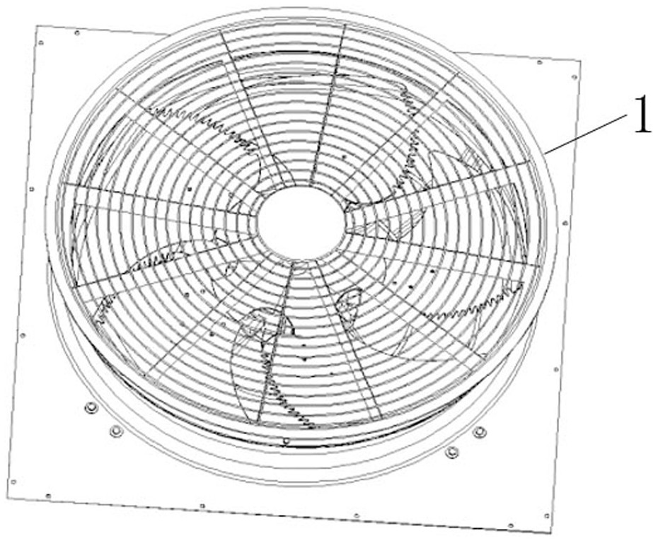 Integrated axial flow fan mesh enclosure with flow guide and diffusion functions