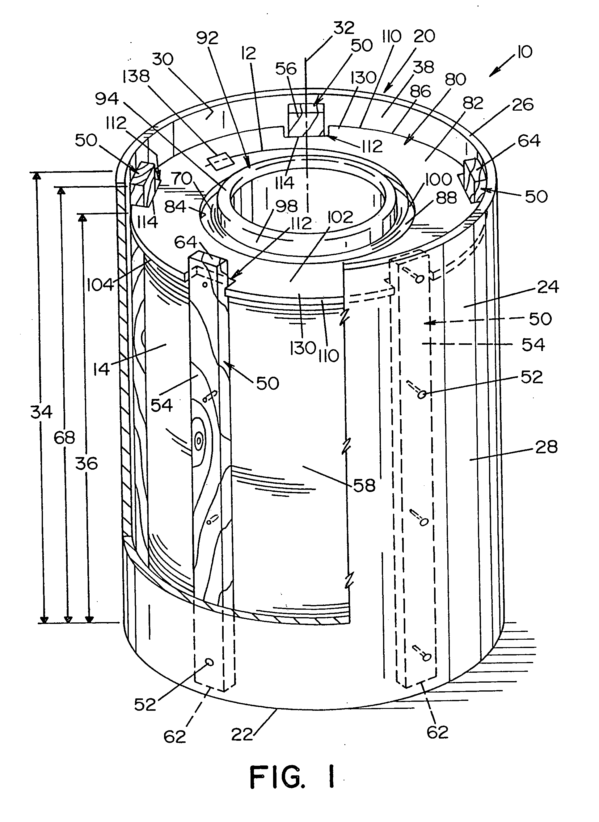 Welding wire container with ribbed walls and a mating retainer ring