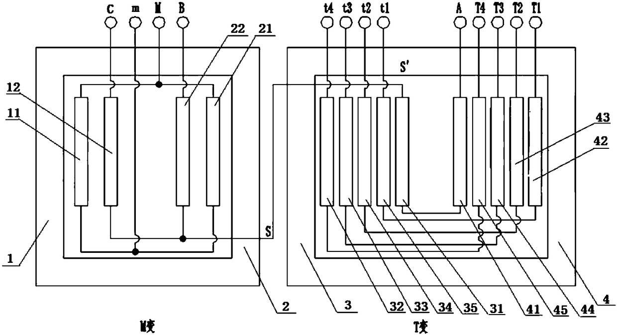 Multi-output Scott transformer used for subway