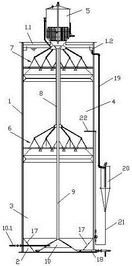 Internal circulation anaerobic reactor with large diameter of more than or equal to 3m