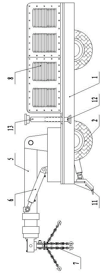 Wheel type middle groove carrying device with front clearing function