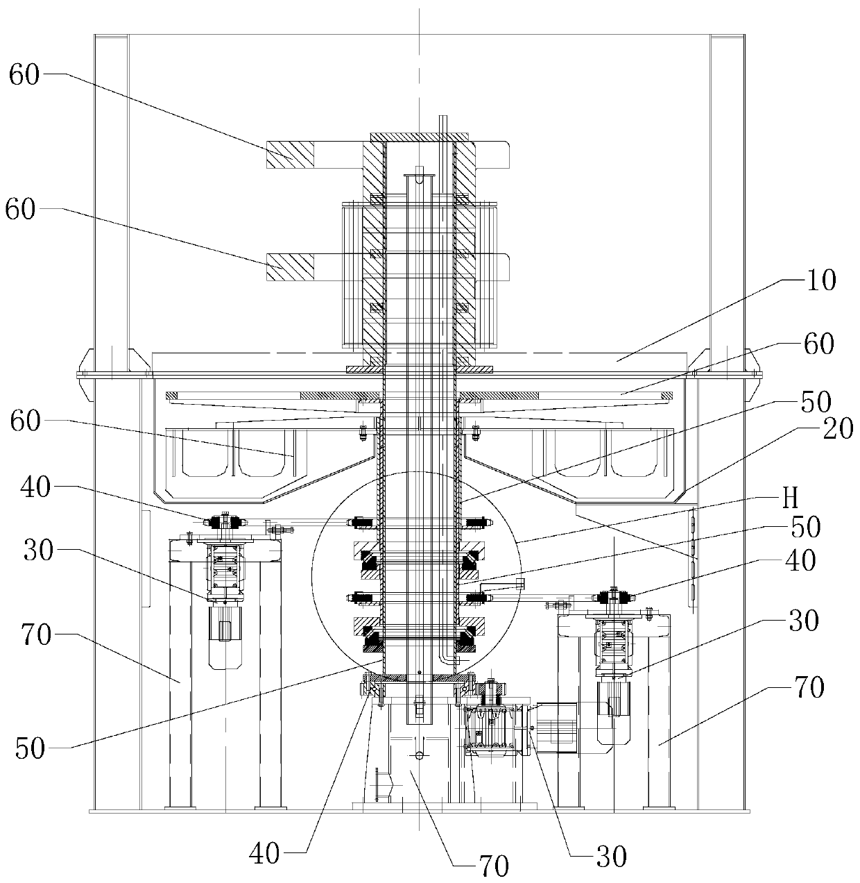 Cracking gasifier capable of uniformly mixing materials, dropping slag or discharging slag