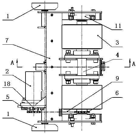 Lifting device for transmission roller of conveying platform