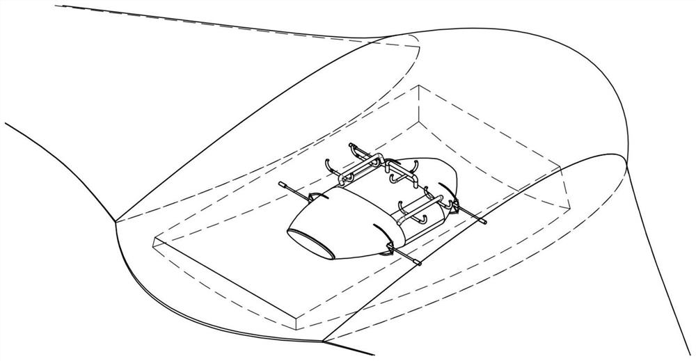 Suspension type laying and recycling device for AUV in wing-body fusion glider