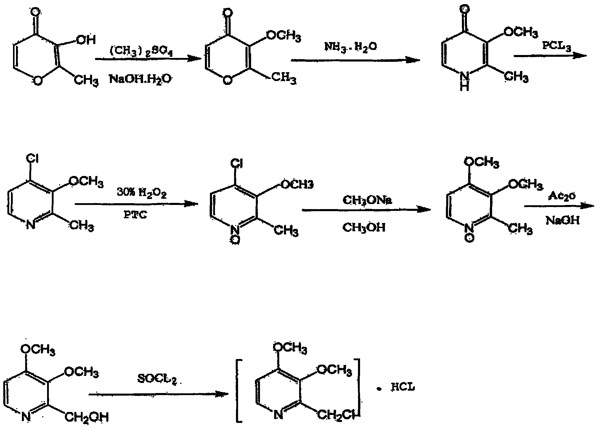 Industrial preparation method of pantoprazole intermediate pyridine hydrochloride