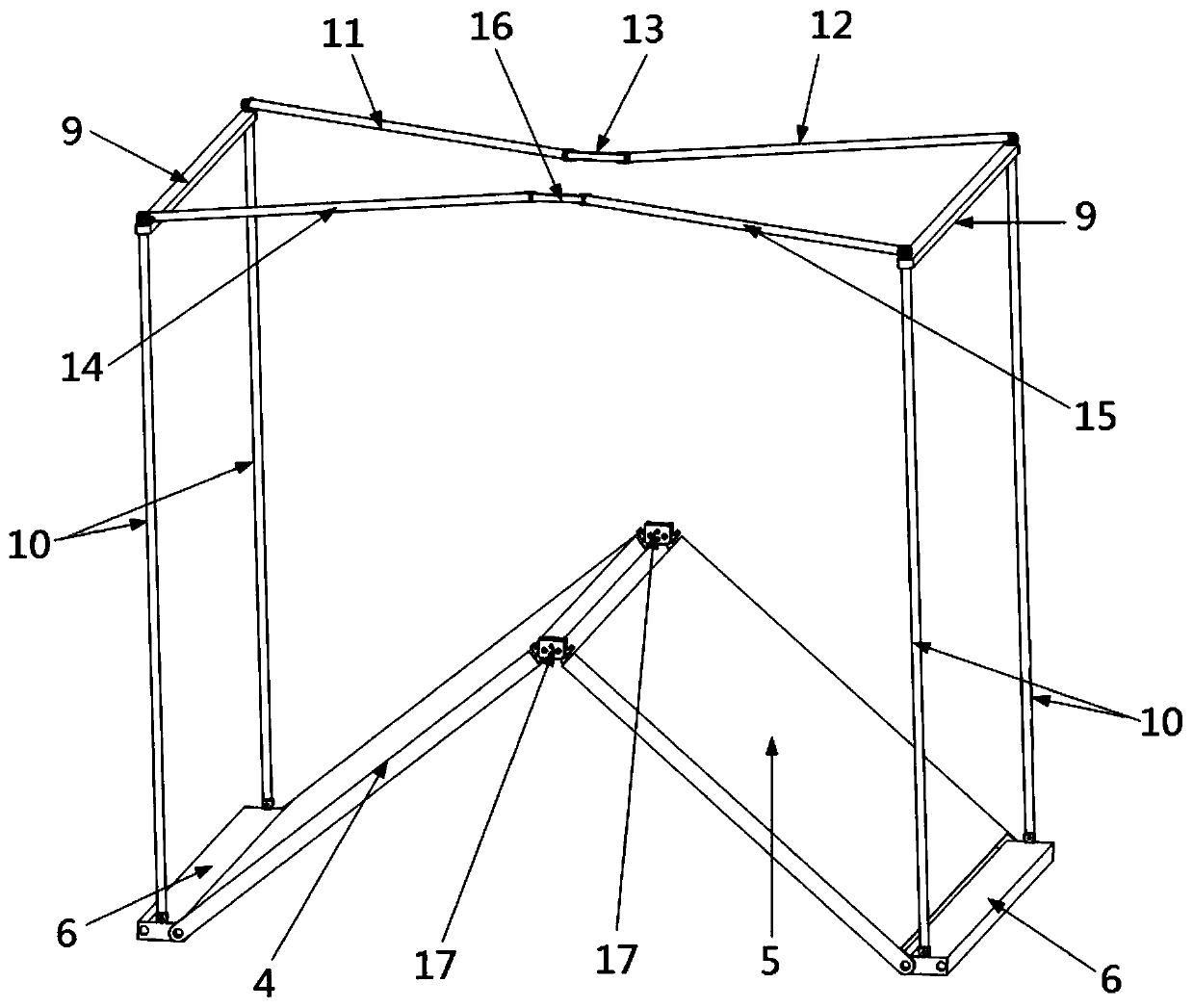 Flat plate folding and unfolding unit and flat plate folding and unfolding antenna mechanism