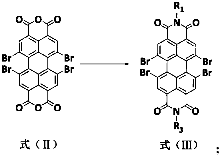 Bay organic phosphine bridging fiber perylene diimide containing phosphorus oxide bond structure and preparation method thereof