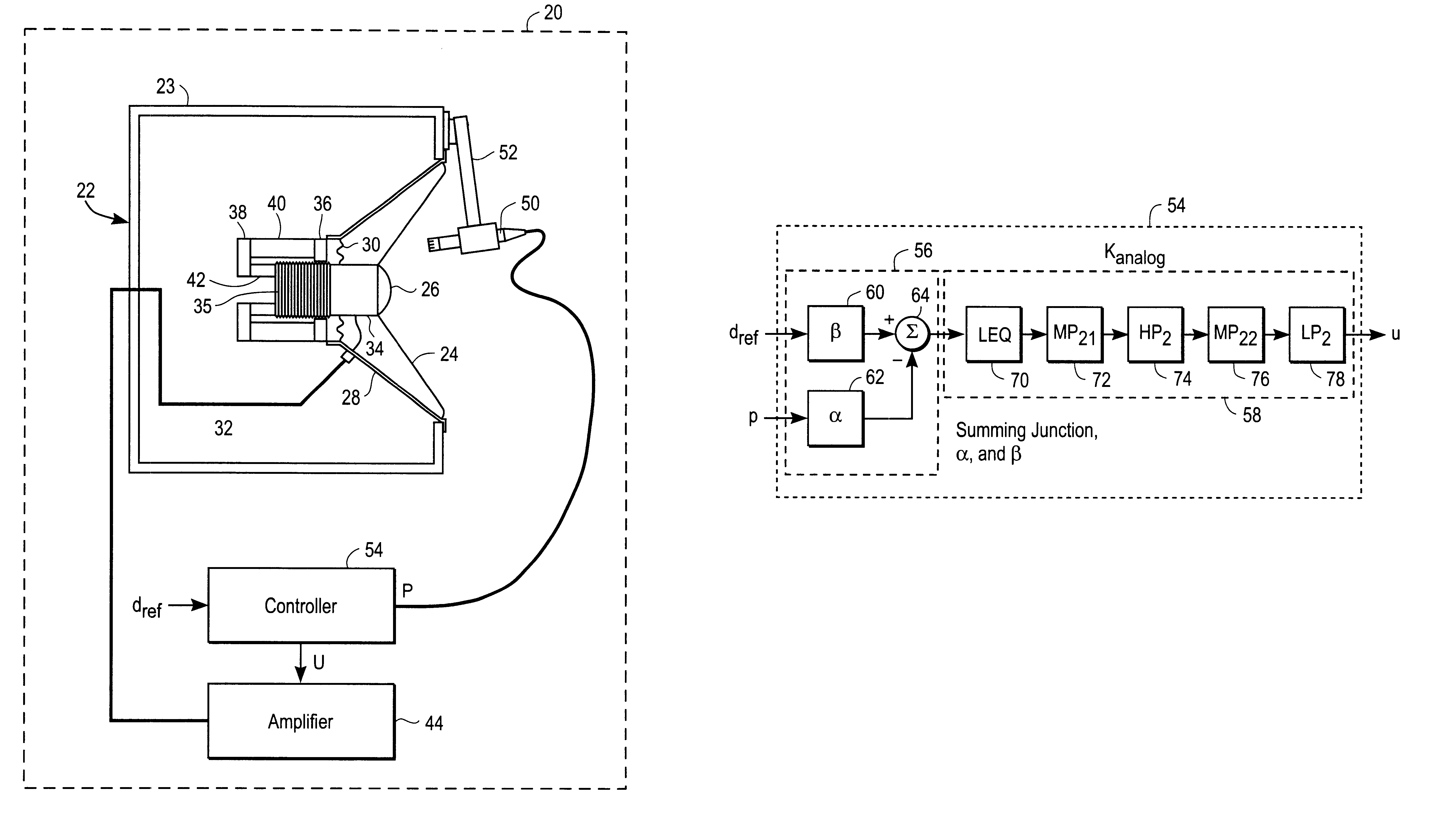 Loudspeaker system with feedback control for improved bandwidth and distortion reduction