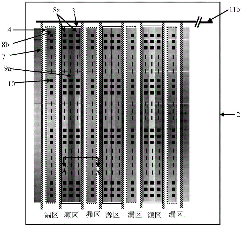 Power transistor array structure with electrostatic protection circuit integrated