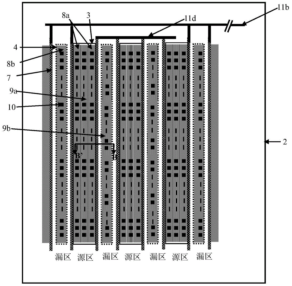 Power transistor array structure with electrostatic protection circuit integrated