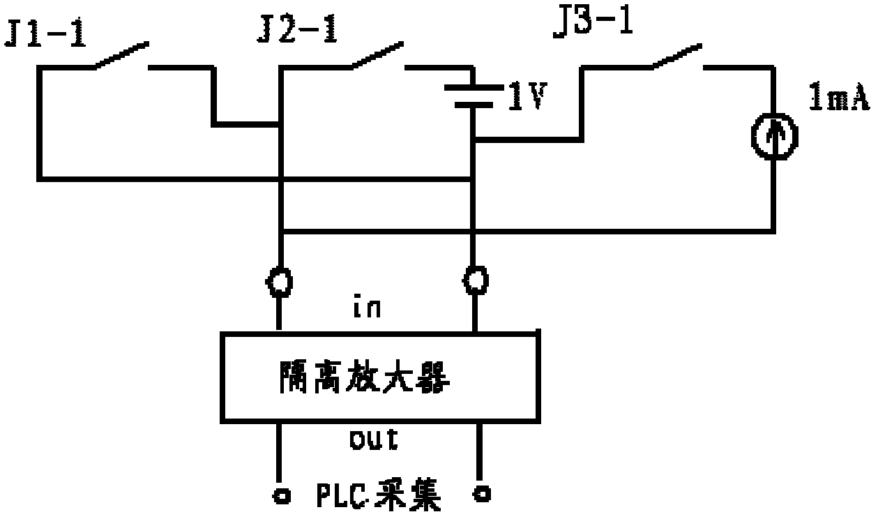 Automatic testing device of make-and-break of superconducting coil quench protection signal transmission line in fusion device