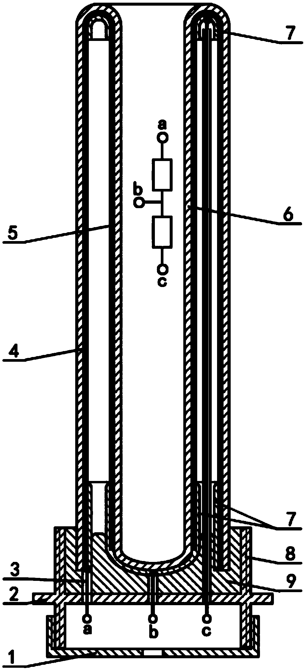 Scale inhibition double-flow-channel loop tube electric heater with electric insulating surface as heating surface