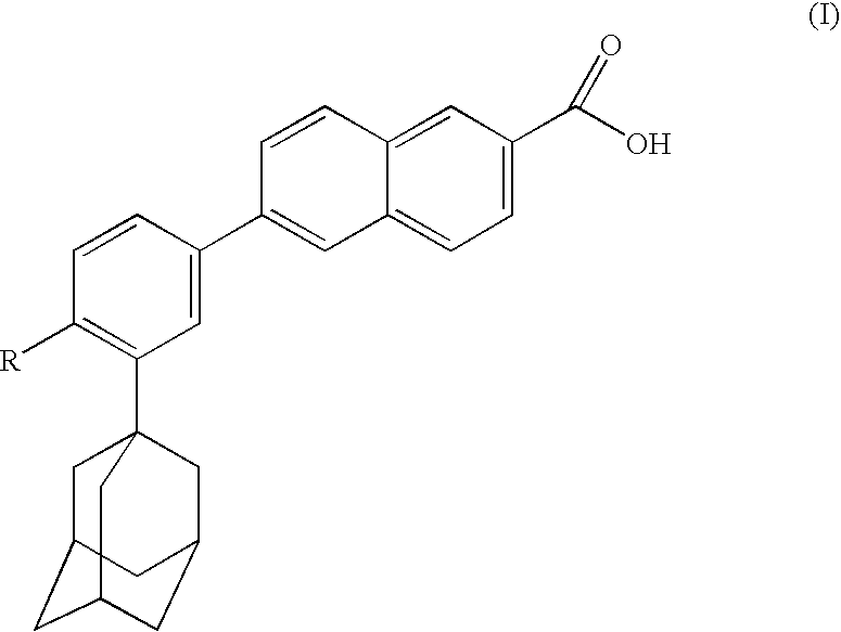 Dermatological compositions comprising at least one naphthoic acid compound and at least one film-forming agent and treatment of keratinization disorders therewith