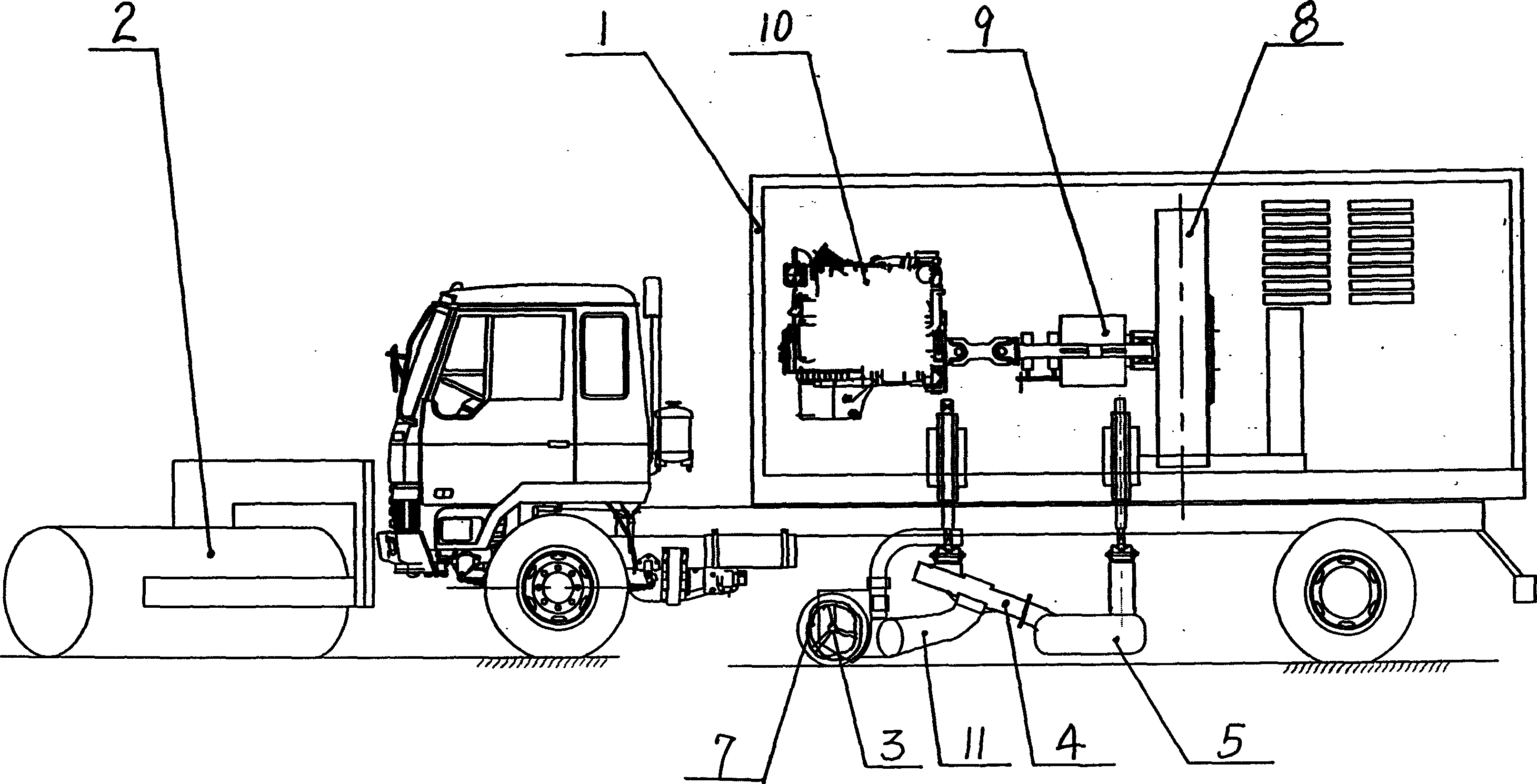 Combined snow cleaning method by sweeping, suction and blowing