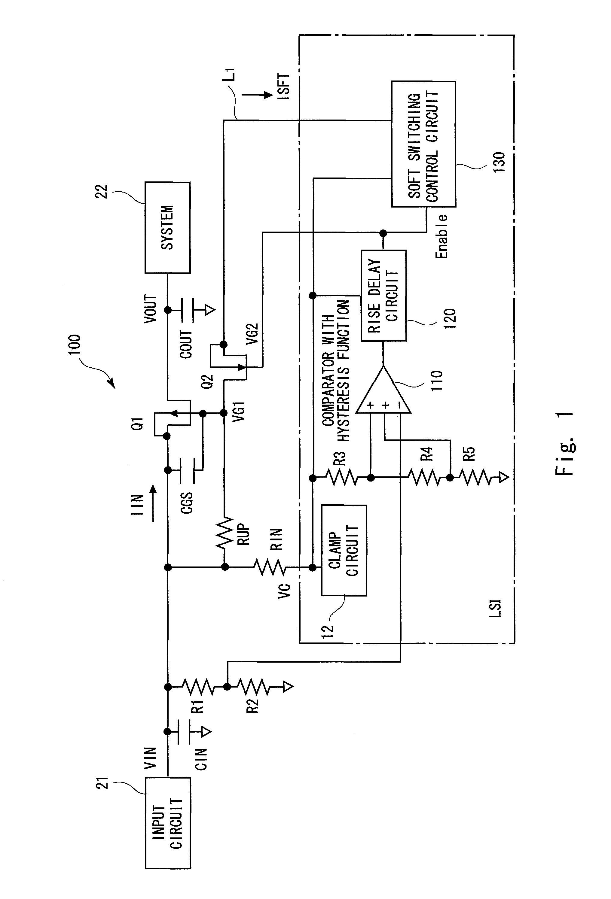 Input overvoltage protection circuit with soft-start function