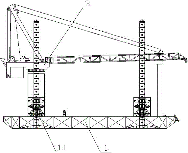 Wind electricity and bridge rock-socketed self-lifting type construction platform