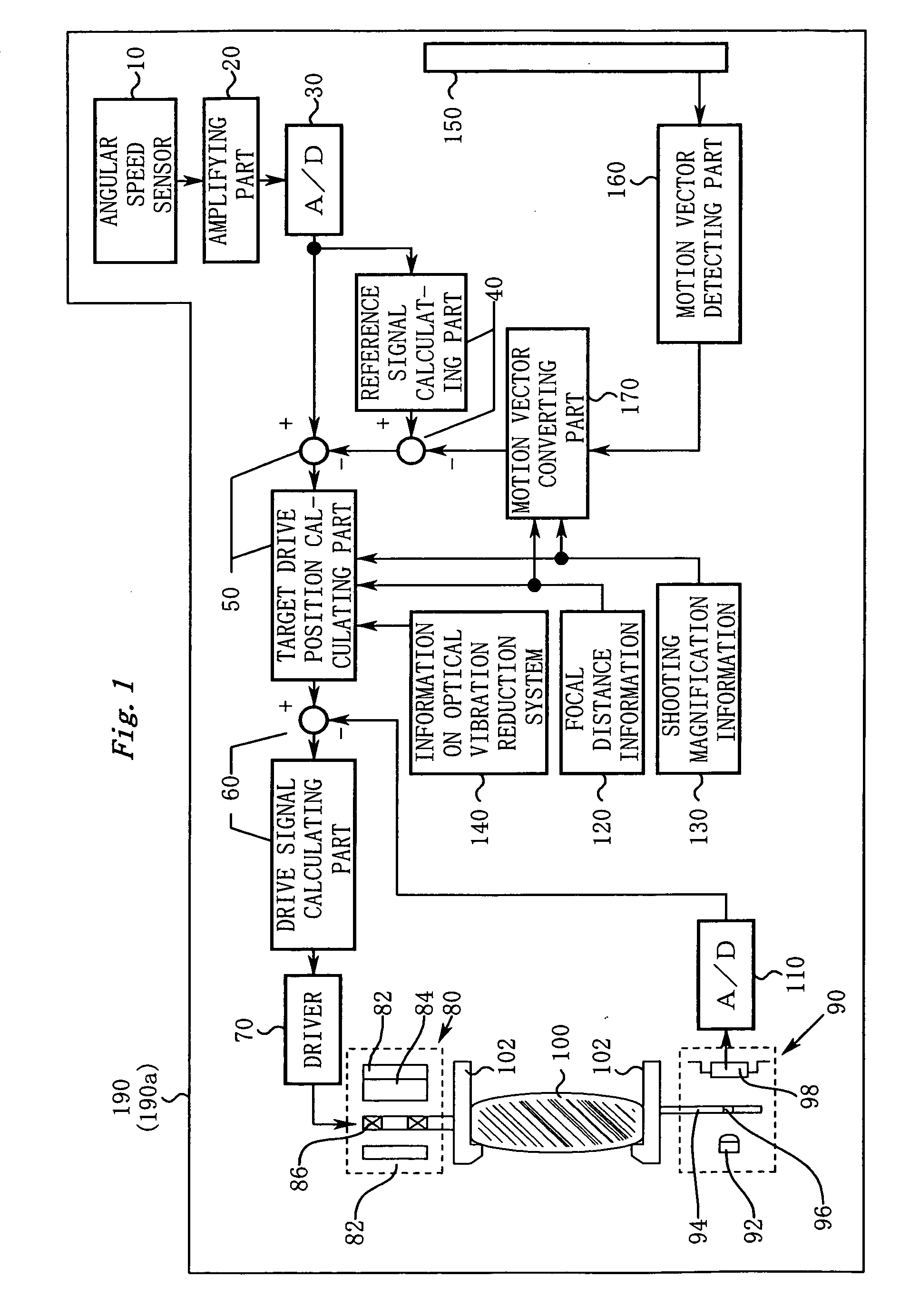 Shooting lens having vibration reducing function and camera system for same
