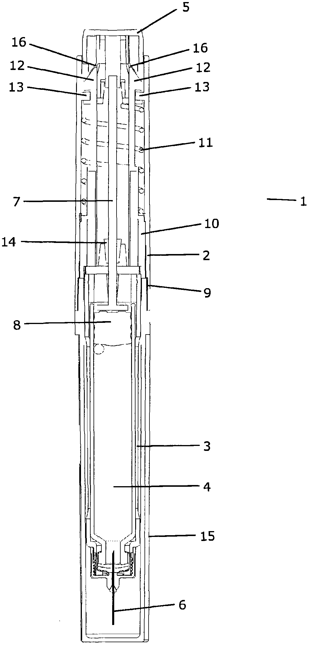 Device for injecting apportioned doses of liquid drug