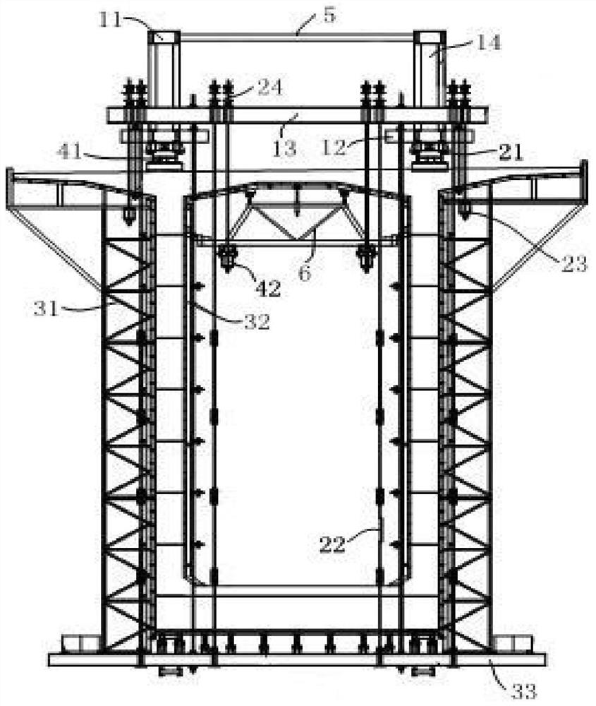 One-time overhang construction method for full section of box girder of long-span girder bridge