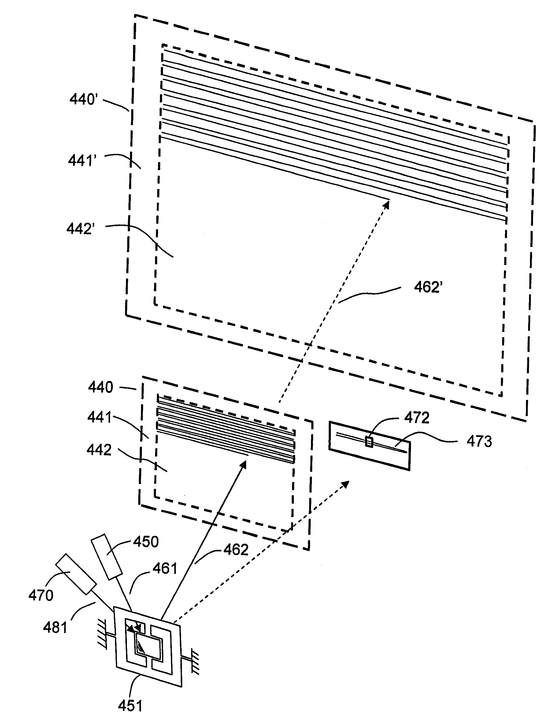 Scanning projection apparatus with phase detection and compensation