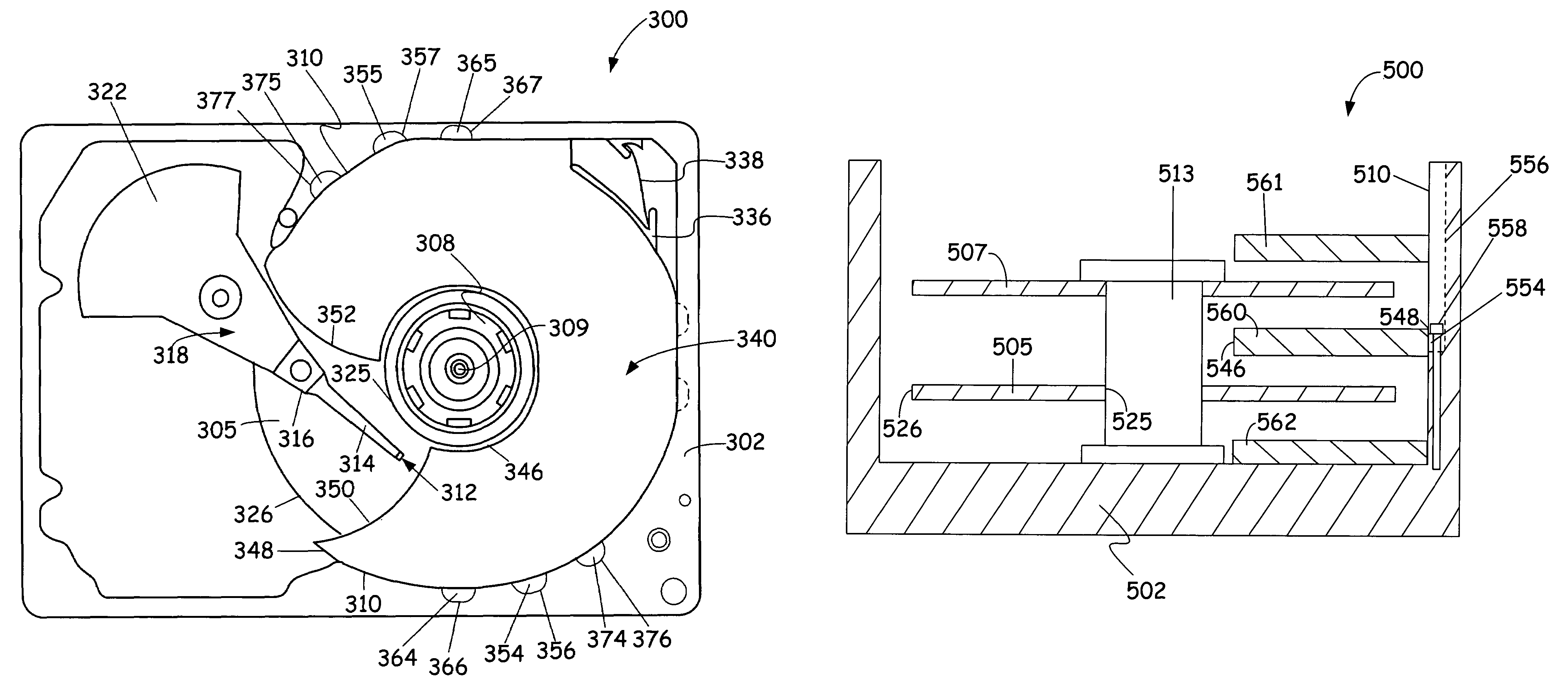 Air stream filtration system adjacent a rotational element of a data storage device