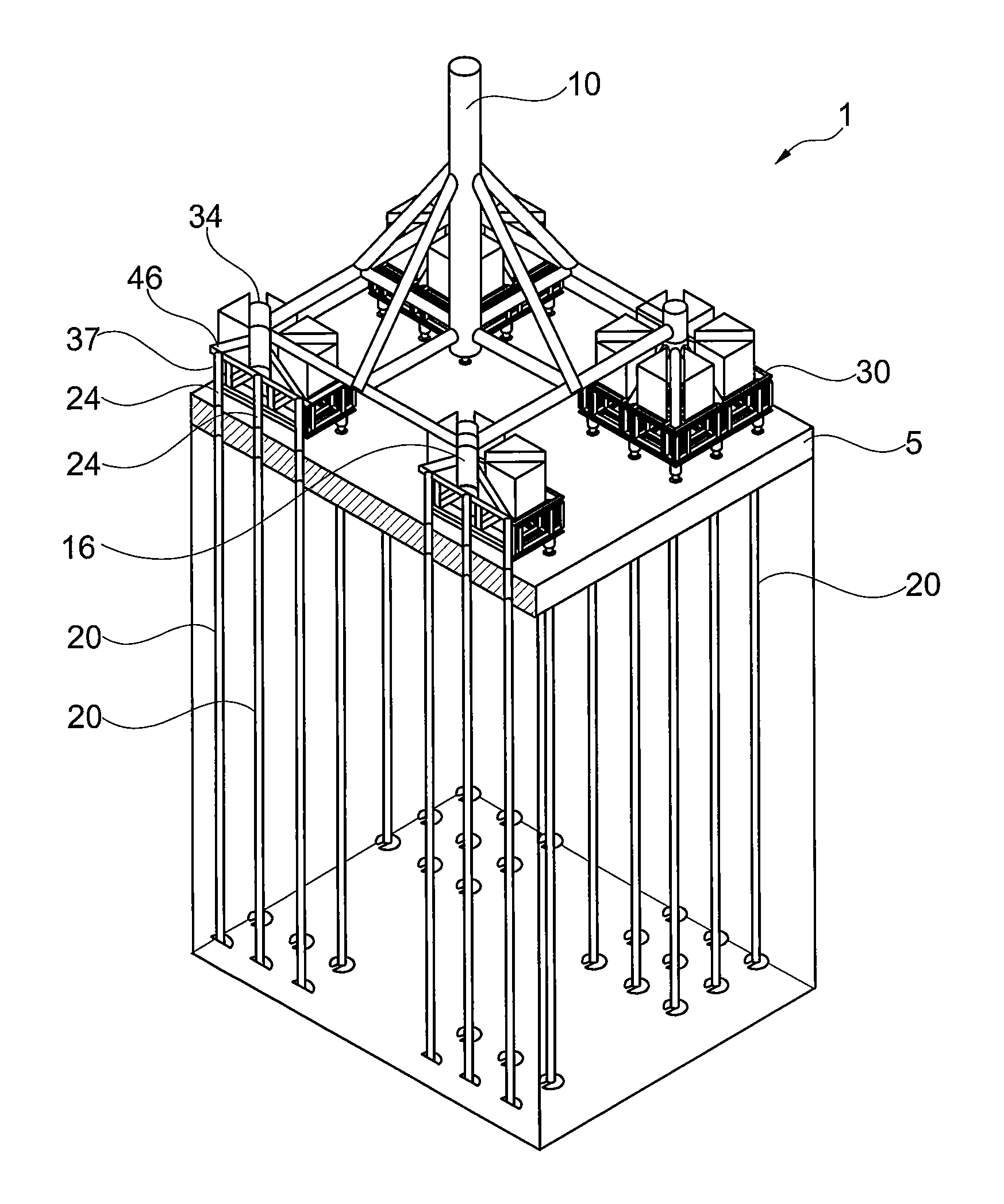 Method for anchoring a structure in a bed of a body of water and underwater foundation