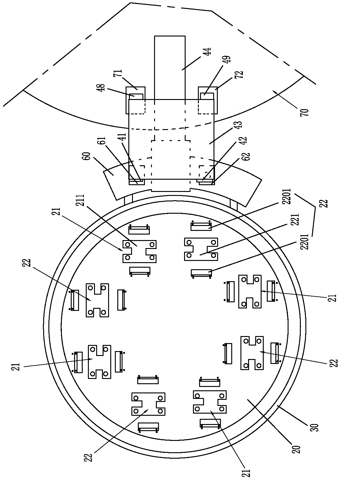 Rotary disc type automatic stacking and loading and unloading device