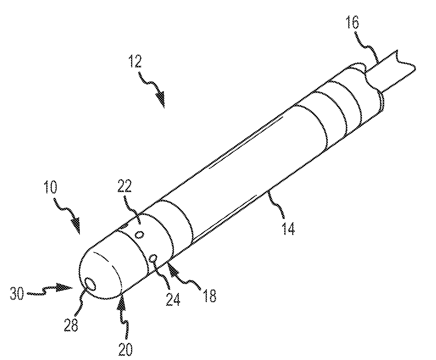 Ablation electrode assembly with insulated distal outlet