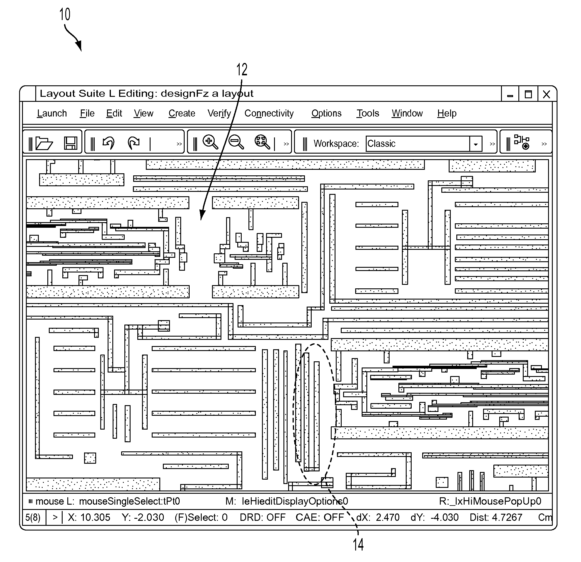 Visualization and information display for shapes in displayed graphical images based on user zone of focus