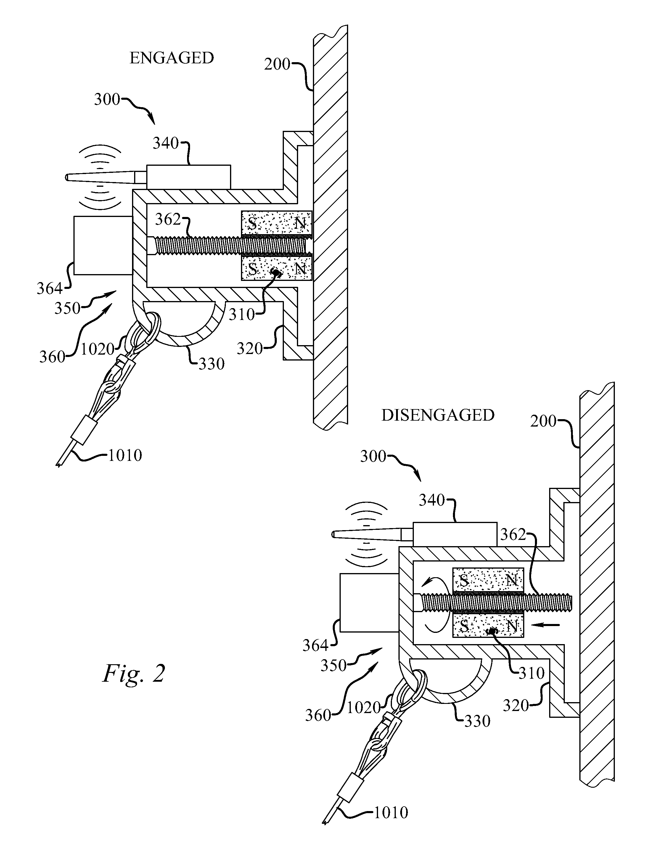 Magnetic anchor system for suspension work equipment, method of remotely attaching a suspended work platform to a work structure, and a system and device for same