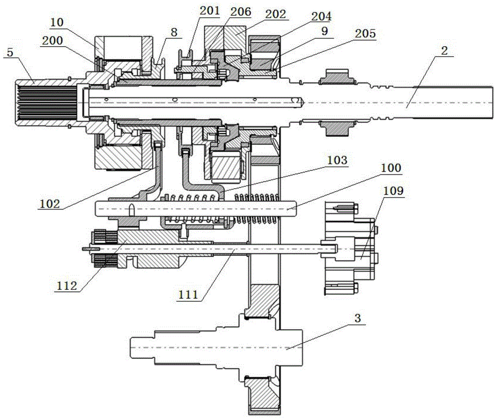 An electronically controlled full-time chain transfer assembly structure