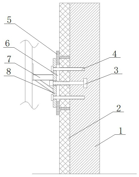 Climbing frame auxiliary connecting structure with heat insulation board free of punching