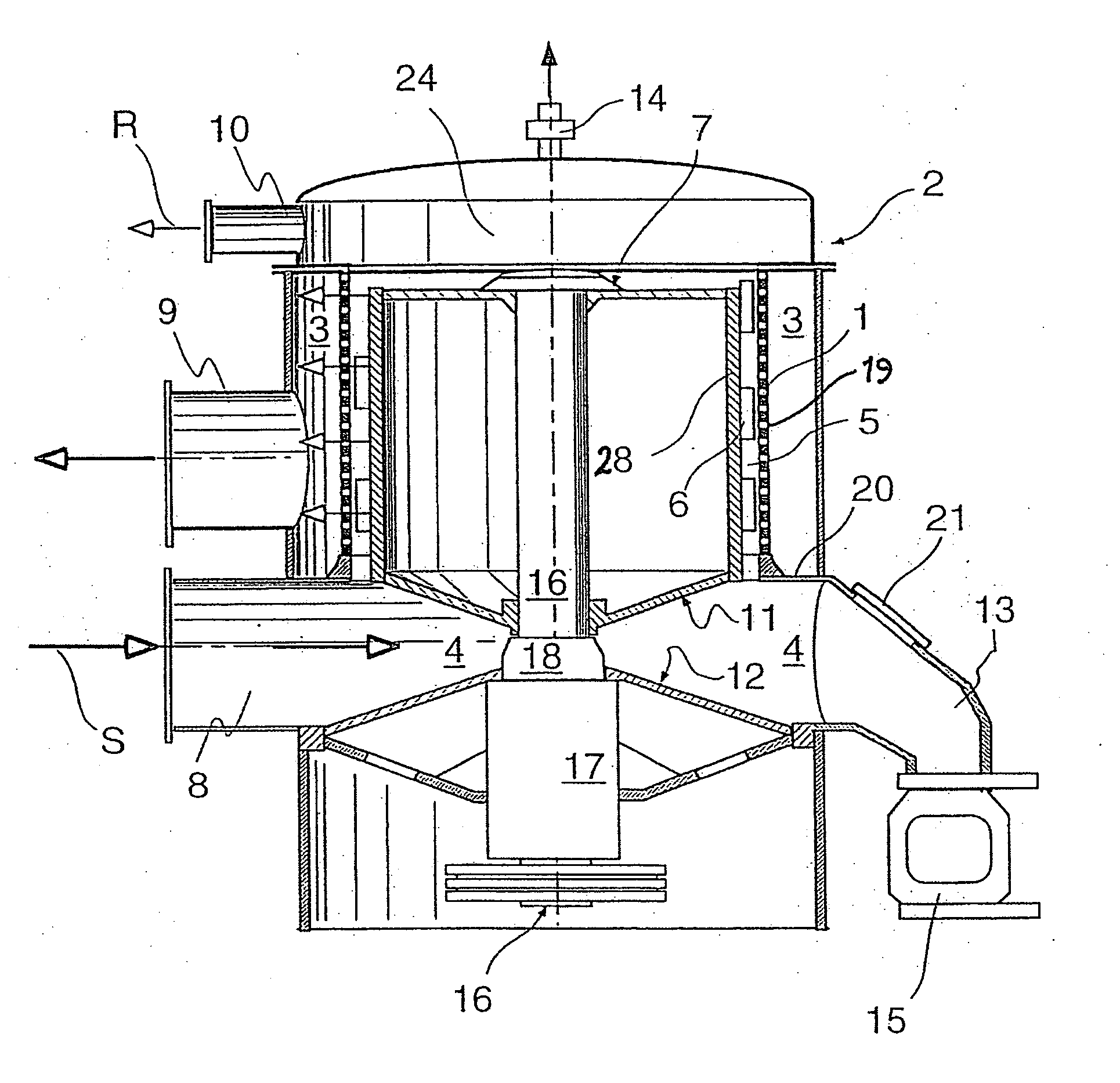 Pressurized screen for screening a fibrous suspension