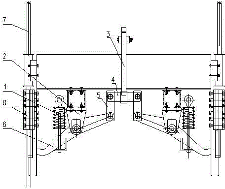 Constant brake force anti-falling catching device and constant brake force anti-falling catching method for rigid cage guide of mine