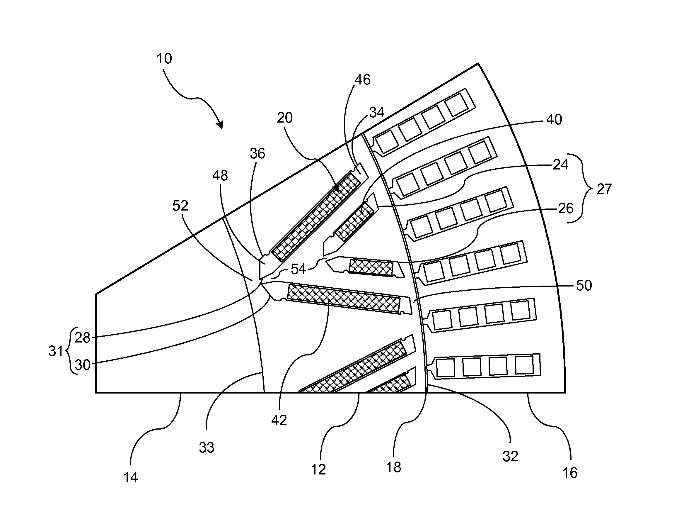 Deep v-magnet cavity structure rotor