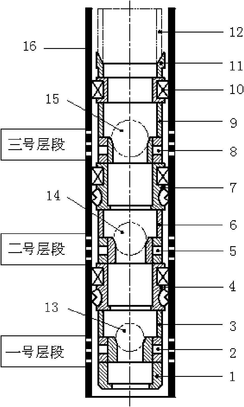 Multi-formation fracturing device and process of release tubular column