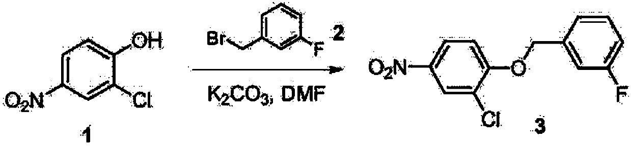 A kind of synthetic method of 3-chloro-4-(3-fluorobenzyloxy) nitrobenzene