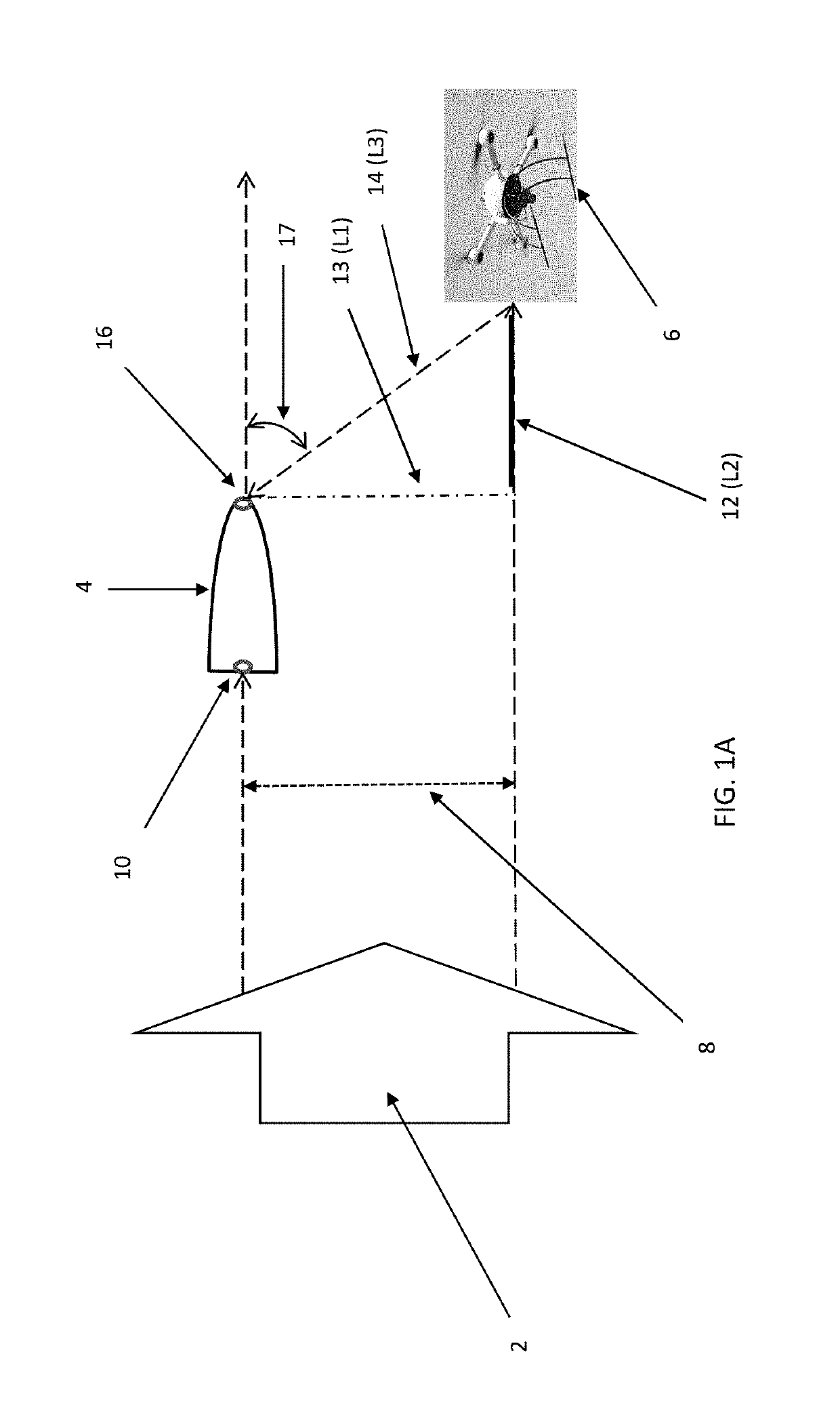 Projectile lens-less electro optical detector for time-to-go for command detonation