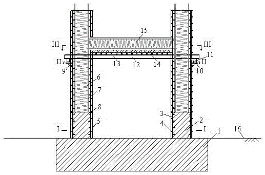 Pier column and cross tie beam synchronous pouring supporting formwork structure and construction method thereof