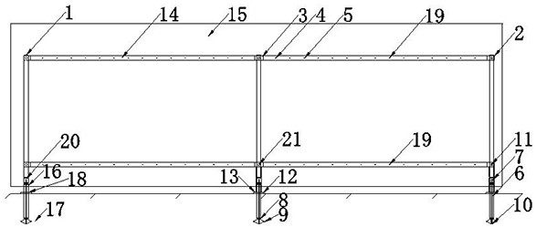 End-expanded recyclable fence and construction method thereof