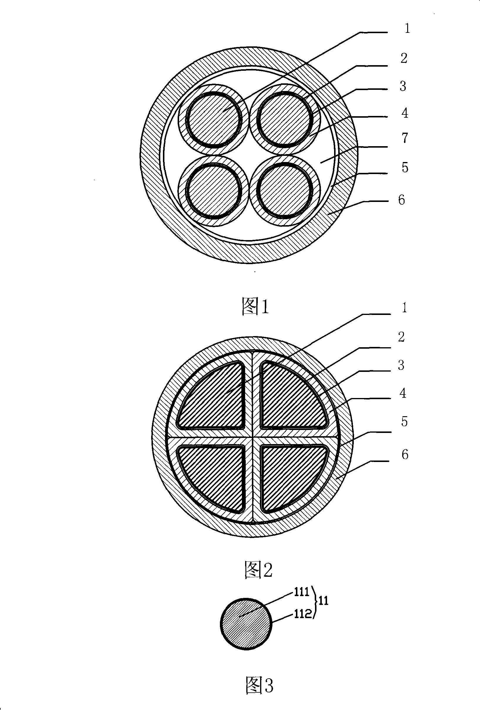 Copper coated aluminum four-core flame-retardant refractory flexible electric cable and manufacturing method thereof