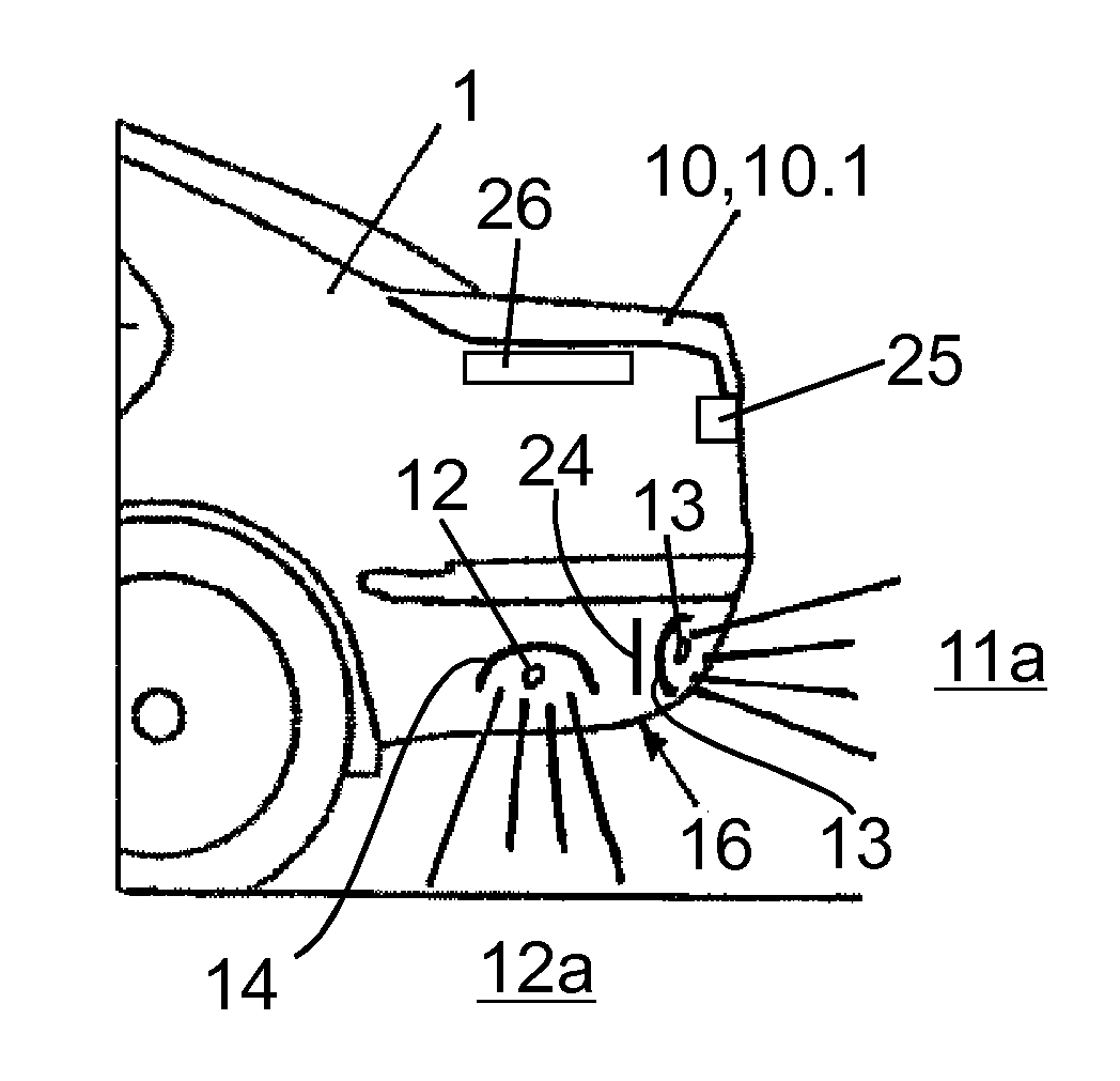 Device for actuating a moving part of a vehicle without contact
