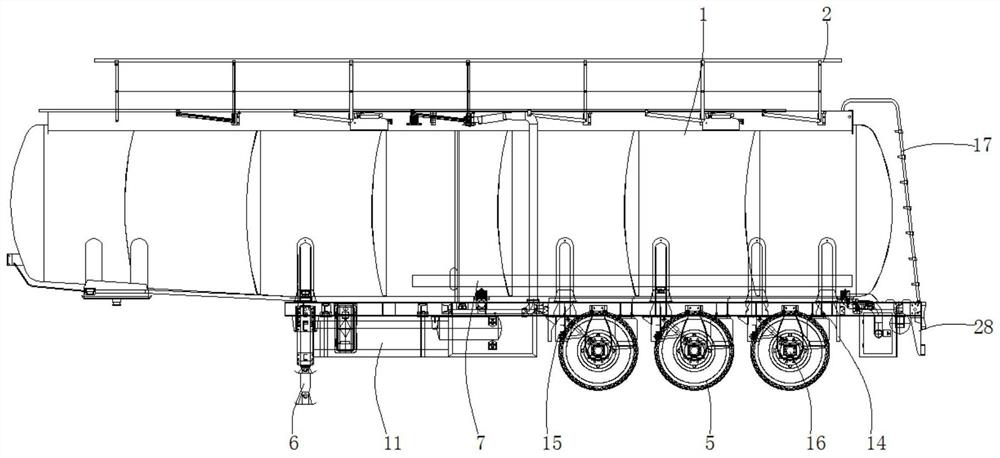 Double-section bearing type normal-pressure tank truck