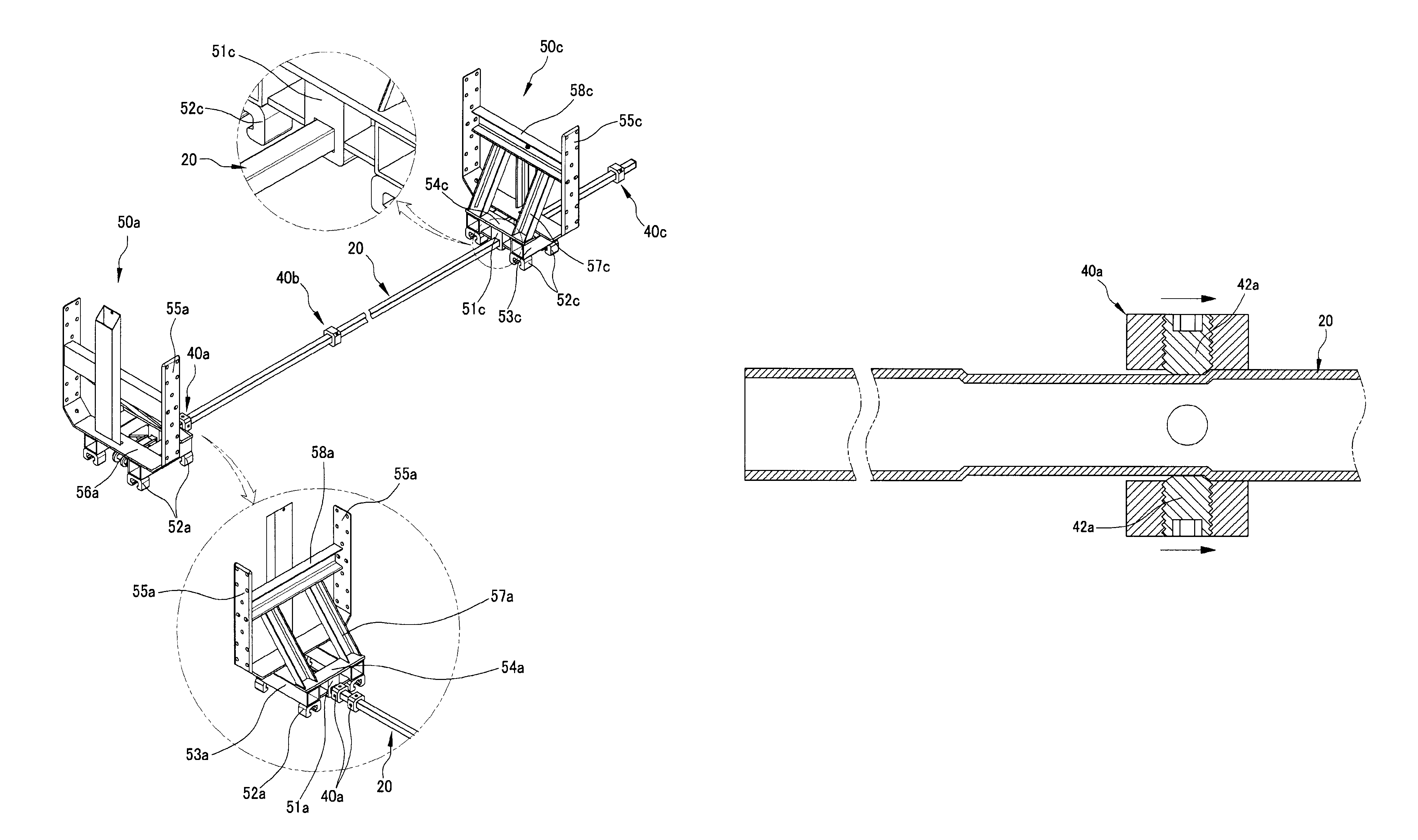 Method for absorbing a vehicle impact using kinetic friction force and rolling force produced by the dragging of a surface of rolled tube, and vehicle impact absorbing apparatus using same